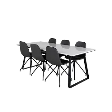 Matgrupp Venture Home Estelle med 6 Pobbie Stolar Konstläder