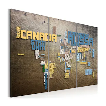 Tavla Arkiio Karta Över Världen Italienska språket Triptych