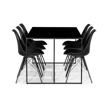 Matgrupp Basic Home Indy Rektangulärt Matbord 180 cm med 6 Shell Matstol