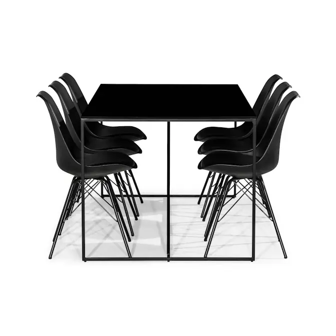 Matgrupp Basic Home Indy Rektangulärt Matbord 180 cm med 6 Shell Matstol