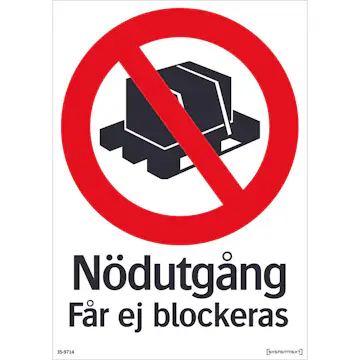 Skylt Systemtext Nödutgång 210x297 mm Plast