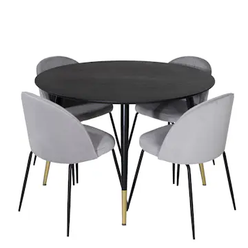 Matgrupp Venture Home Dipp Ø115 cm med 4 Wrinkles Stolar