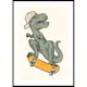 Poster Gallerix T-rex Dino Skateboarding