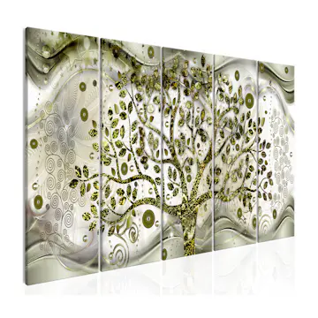 Tavla Arkiio Tree and Waves Green 5 delar