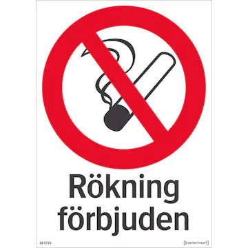 Skylt Systemtext Rökning Förbjuden