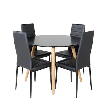 Matgrupp Venture Home Plaza Ø100 cm med 4st Slim Matstolar