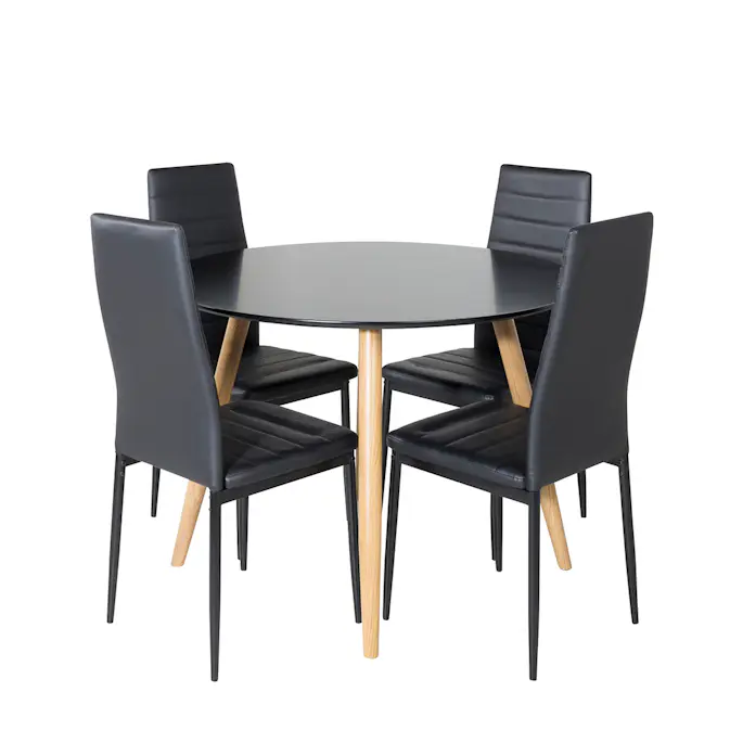 Matgrupp Venture Home Plaza Ø100 cm med 4st Slim Matstolar