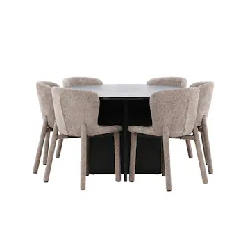 Matgrupp Venture Home Strada Ø120 cm med 6st Astoria Matstolar