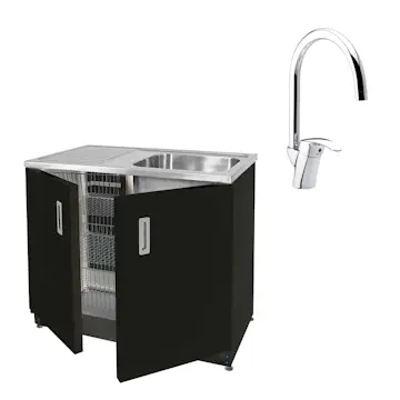 Paket Tvättbänk Vilan Stainless VTB 10 och Damixa Space Blandare
