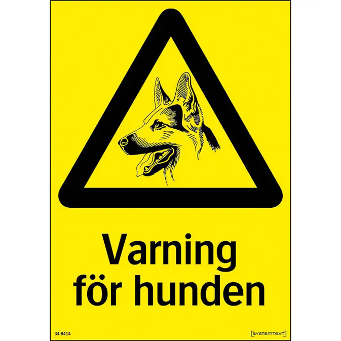 Skylt Systemtext Varning För Hunden 210x297 mm Aluminium
