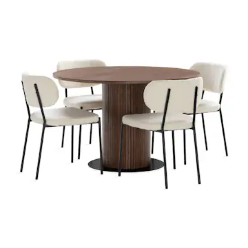 Matgrupp Basic Home Noira Runt Matbord 120 cm med 4 Gemmiano Matstol