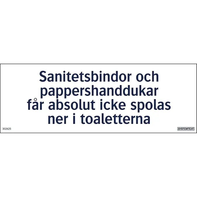 Skylt Systemtext Sanitetsinstruktion Toa 210x74 mm Plast