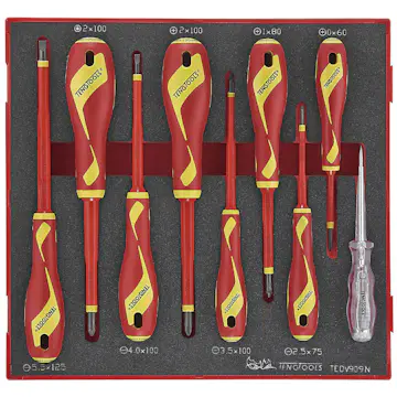 Skruvmejselsats 9 delar för 1000 volt Teng Tools TEDV909N