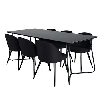 Matgrupp Venture Home Annika Svart med 6 Valentina Stolar