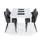 Matgrupp Basic Home Jasmin Rektangulärt Matbord 180-270 cm Förlängningsbart med 6 Giovanni Matstol