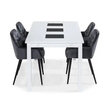 Matgrupp Basic Home Jasmin Rektangulärt Matbord 180-270 cm Förlängningsbart med 6 Giovanni Matstol