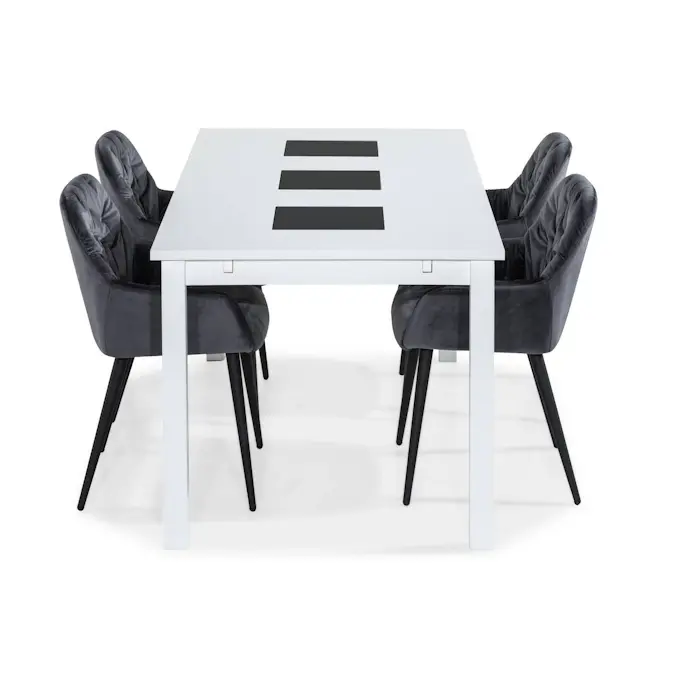 Matgrupp Basic Home Jasmin Rektangulärt Matbord 180-270 cm Förlängningsbart med 6 Giovanni Matstol