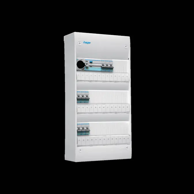 Plastkapsling Hager Gamma Förmonterad Bestyckad med HB, JFB, DVB