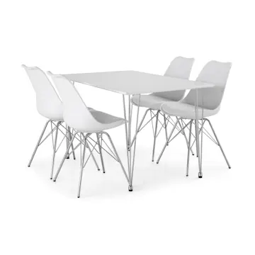 Matgrupp Basic Home Kronblom Rektangulä Matbord 120 cm med 4 Shell Matstol