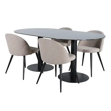 Matgrupp Venture Home Oslo med 4 Valentina Stitcthes Stolar