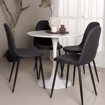 Matgrupp Venture Home Hamden Ø80 cm med 4 Polar stolar