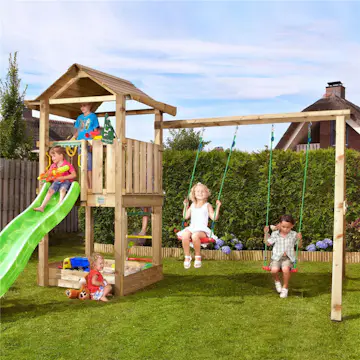 Lektorn Jungle Gym House inkl. Swing Modul X'tra och rutschkana