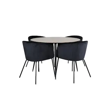 Matgrupp Venture Home Silvia med 4 Bergen Stolar Sammet