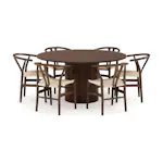 Matgrupp Bark Kopparbo Runt Matbord 150 cm med 6Dastoori V Matstol