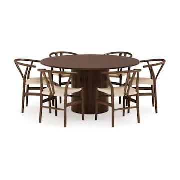 Matgrupp Bark Kopparbo Runt Matbord 150 cm med 6Dastoori V Matstol