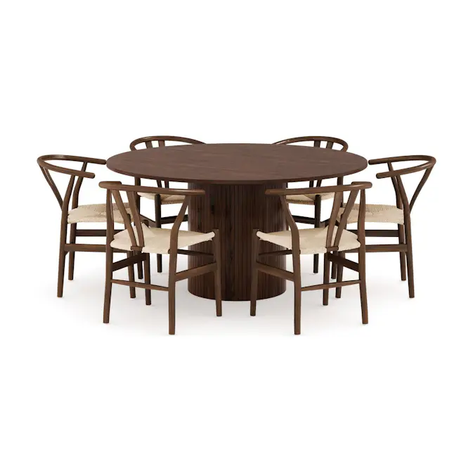 Matgrupp Bark Kopparbo Runt Matbord 150 cm med 6Dastoori V Matstol