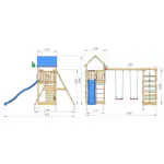 Lektorn Jungle Gym Lodge 2.1 m/2 Climb Modul Med Blå Rutschkana