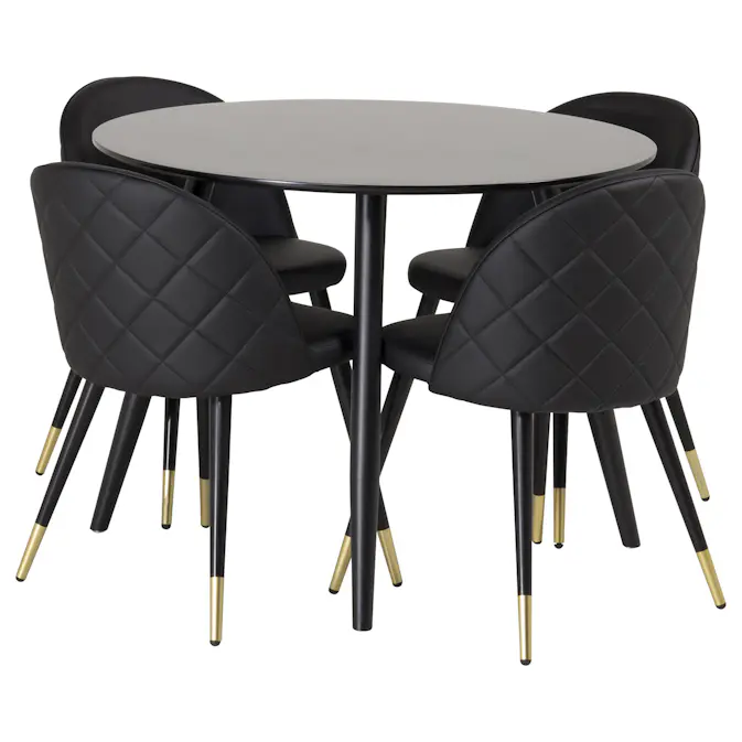 Matgrupp Venture Home Plake med 4 Valentina Stolar Läder