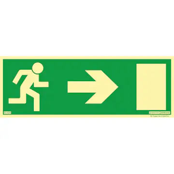 Skylt Systemtext Utrymning Pil Höger Aluminium Supernova