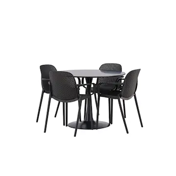 Matgrupp Venture Home Glade Ø 100 cm med 4 Baltimore Stolar