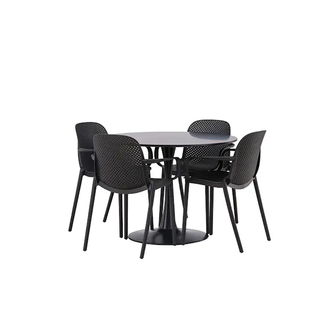 Matgrupp Venture Home Glade Ø 100 cm med 4 Baltimore Stolar