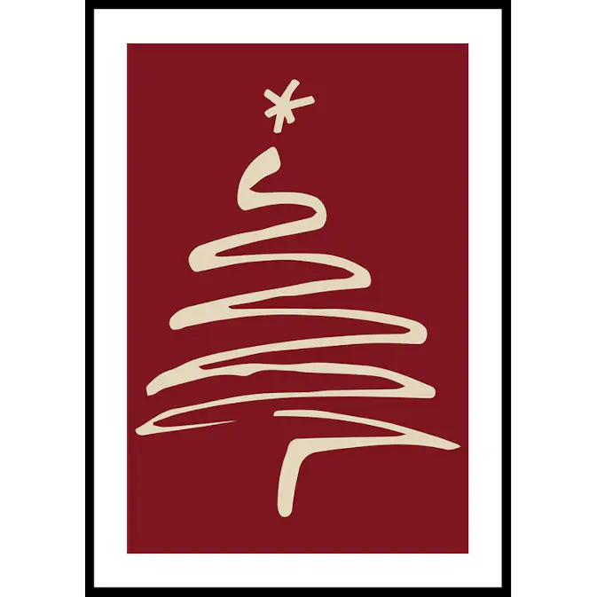 Poster Gallerix Christmas Tree Line Art R&W