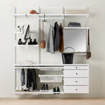 Garderobslösning Elfa Decor+ Premium Fullutrustad