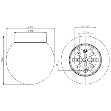 Vägg-/Taklampa Ifö Electric Classic Glob 300 Opal IP44 E27 med Sensor