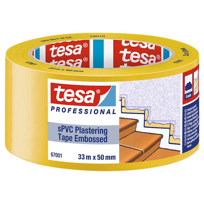 Byggtejp Tesa SPVC 67001 Gul 33 m x 50 mm