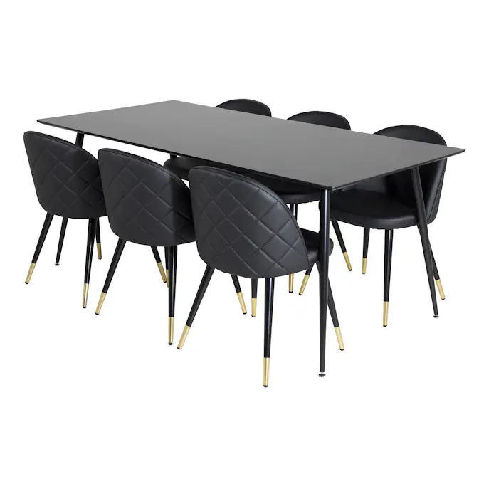 Matgrupp Venture Home Silvia med 6 Valentina Stolar Konstläder