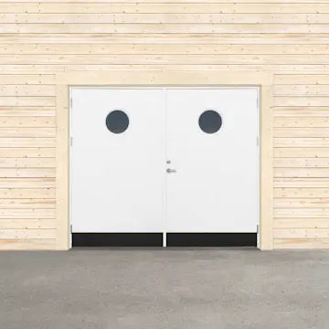 Garageport Sveadörren Kall Runt Fönster Grundmålad