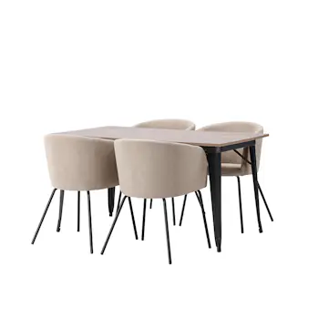 Matgrupp Venture Home Tempe 140 cm med 4 Berit Stolar