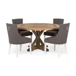 Matgrupp In Living Lyon Ø150 cm Rund Natur med 4 st Viktoria Stolar