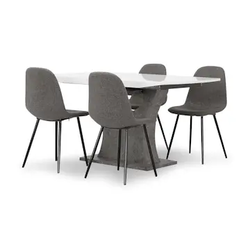 Matgrupp Concept 55 Azusa Rektangulärt Matbord 140-180 cm Förlängningsbartt med 4 John Matstol