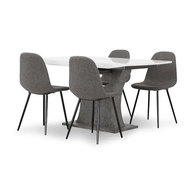 Matgrupp Concept 55 Azusa Rektangulärt Matbord 140-180 cm Förlängningsbartt med 4 John Matstol