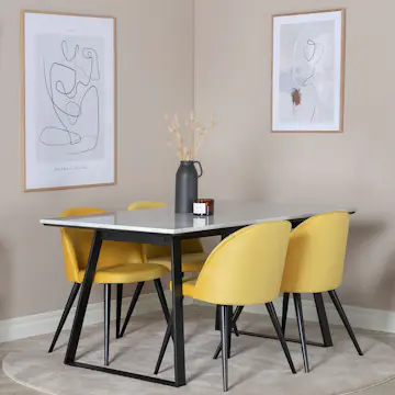 Matgrupp Venture Home Estelle med 4 Velvet stolar