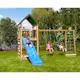 Lektorn Jungle Gym Lodge 2.1 m/2 Climb Modul Med Blå Rutschkana