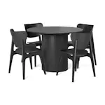 Matgrupp Bark Kopparbo Runt Matbord 106-156 cm Förlängningsbartt med 4 Jerup Matstol