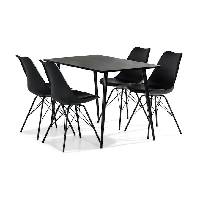 Matgrupp Basic Home Marcelen Rektangulärt Matbord 120 cm med 4 Shell Matstol