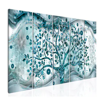 Tavla Arkiio Tree And Waves Blue 5 delar